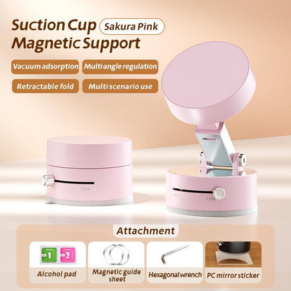 Vacuum Adsorption Magnetic Phone Holder, Folding and Retractable, Magnetic, Portable, 360 Degree Rotation, Suitable for Anywhere and All Smartphones