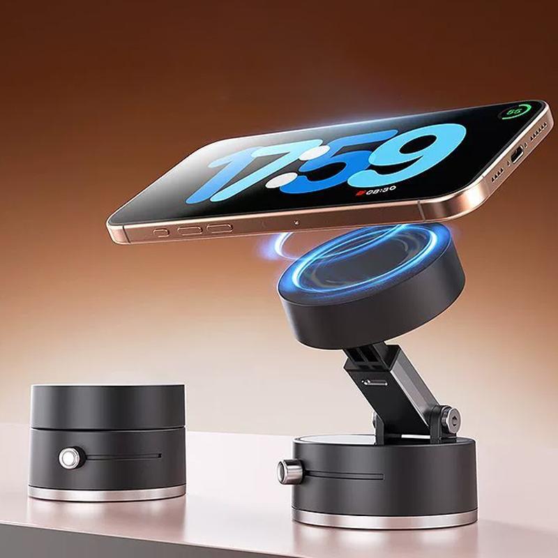 Vacuum Adsorption Magnetic Phone Holder, Folding and Retractable, Magnetic, Portable, 360 Degree Rotation, Suitable for Anywhere and All Smartphones