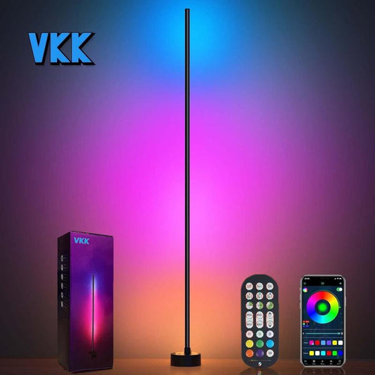 VKK Corner Floor Lamp, 65" Smart RGB LED Corner Lamp with App and Remote Control 16 Million Colors, Music Sync, Timer Setting, Christmas Decorations, Ideal for Living Rooms, Bedrooms, and Gaming Rooms