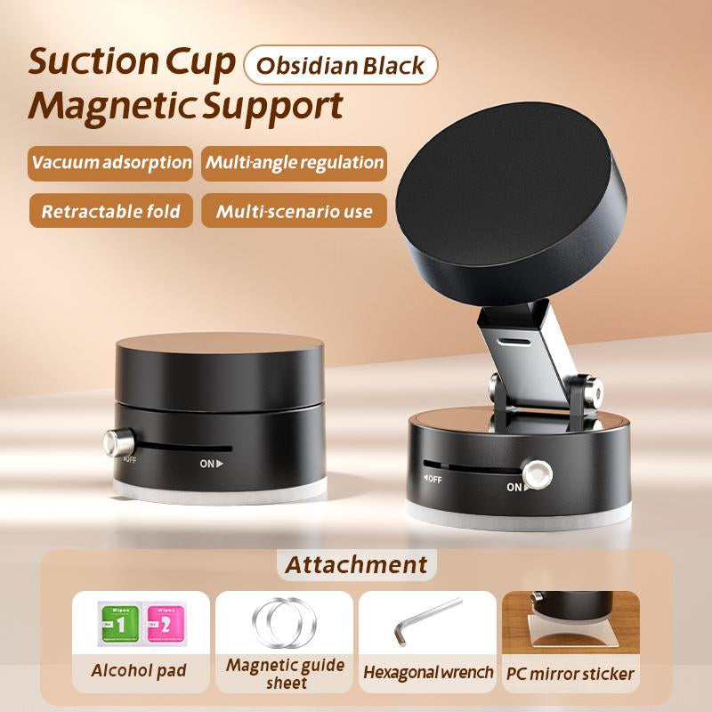 Vacuum Adsorption Magnetic Phone Holder, Folding and Retractable, Magnetic, Portable, 360 Degree Rotation, Suitable for Anywhere and All Smartphones